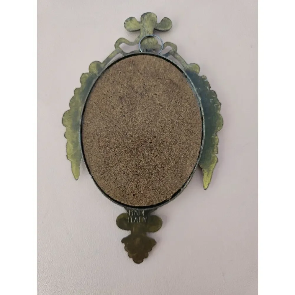 Vintage Brass Mini Ornate Frame W/ Mirror Made In Italy
